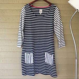 🌴(Joules) navy & white striped dress